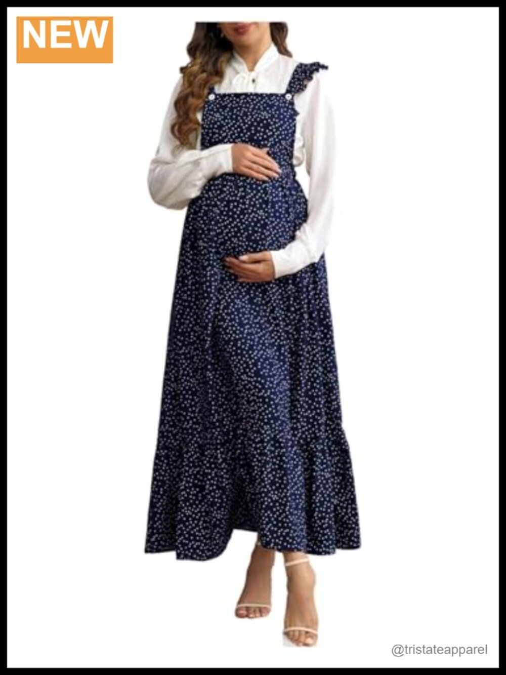 Women's Maternity Polka Dots Sleeveless Ruffle Maxi Dress